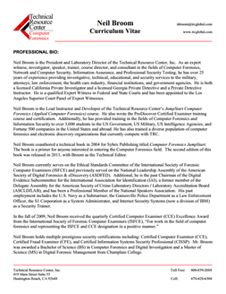 CV for Neil Broom Expert Witness in Computer Forensics Investigations in Virginia